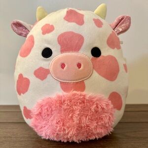 Squishmallows Valentine Evangelica The Cow Collectible Stuffed Plush Pink White